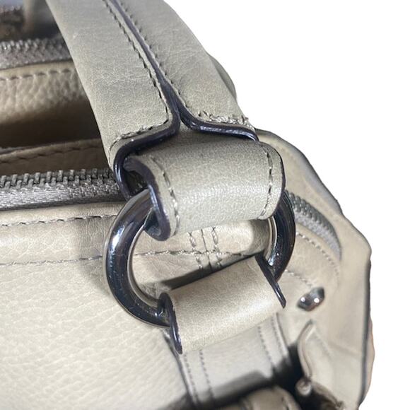 B. Makowsky Cream Leather Satchel Zipper Top Bag Women - Picture 16 of 16